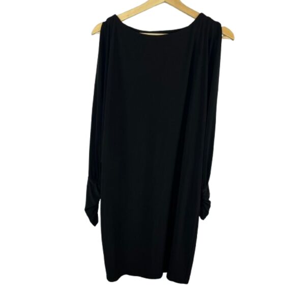 NWT Ralph Lauren Women's Cold Shoulder Slit Sleeve Black Dress Size XS -$140 - Picture 4 of 5